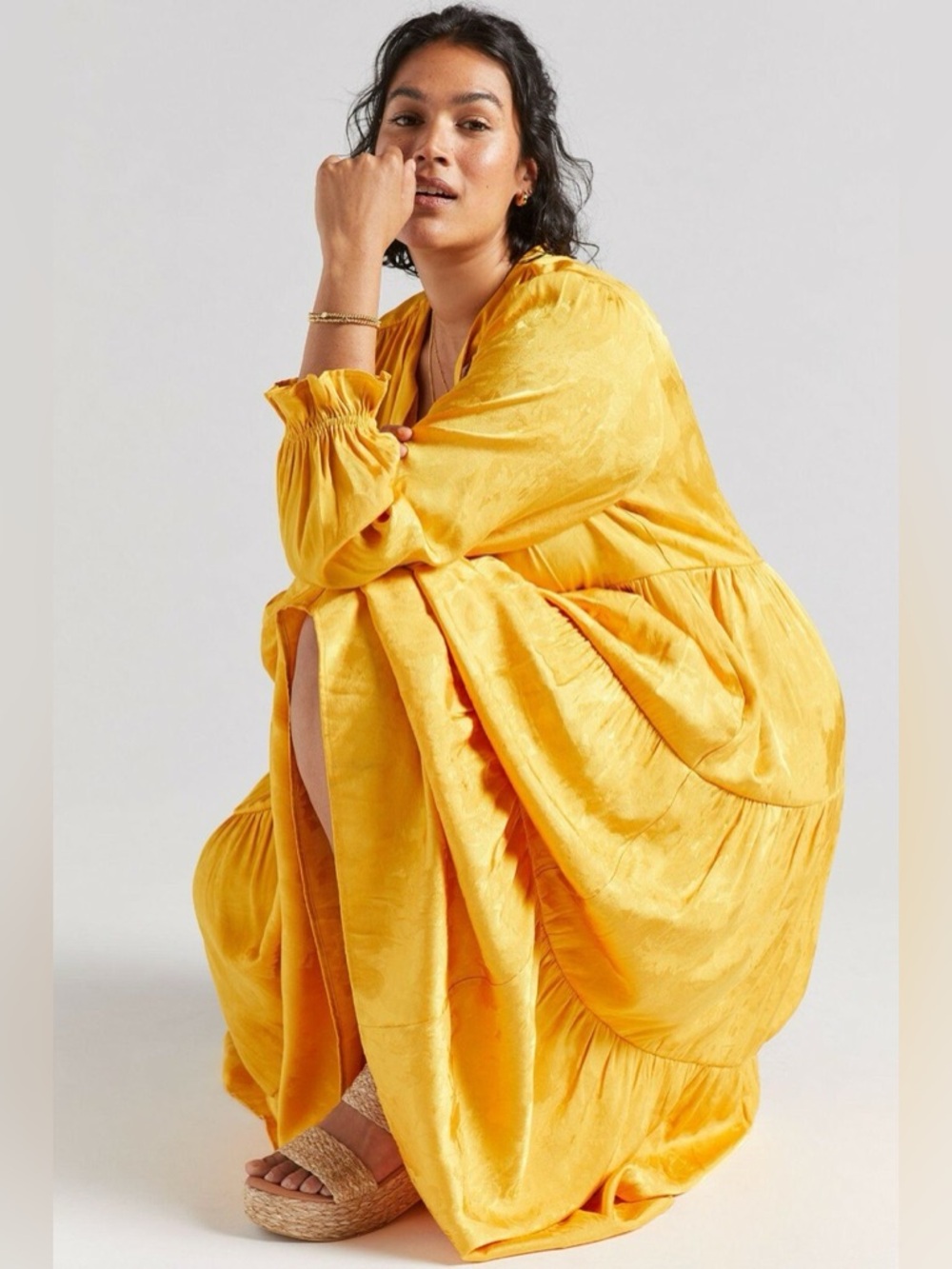 ANTHROPOLOGIE Maeve Tiered Yellow/Gold Maxi Dress  size 3X plus, - Picture 5 of 14